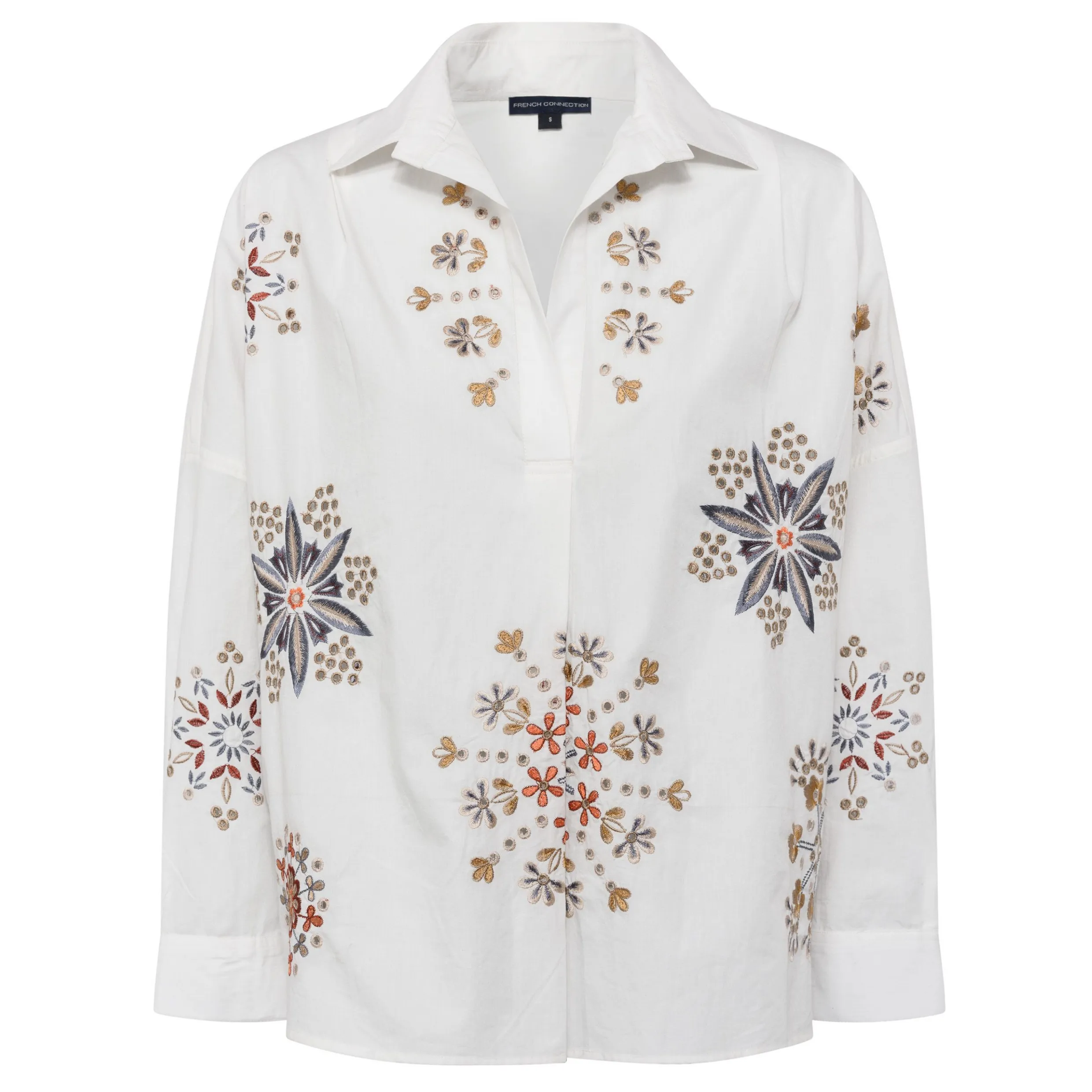 French Connection EZAN EMBROIDERED ORGANIC RHODES SHIRT 72SAX