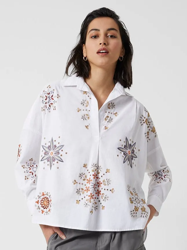 French Connection EZAN EMBROIDERED ORGANIC RHODES SHIRT 72SAX