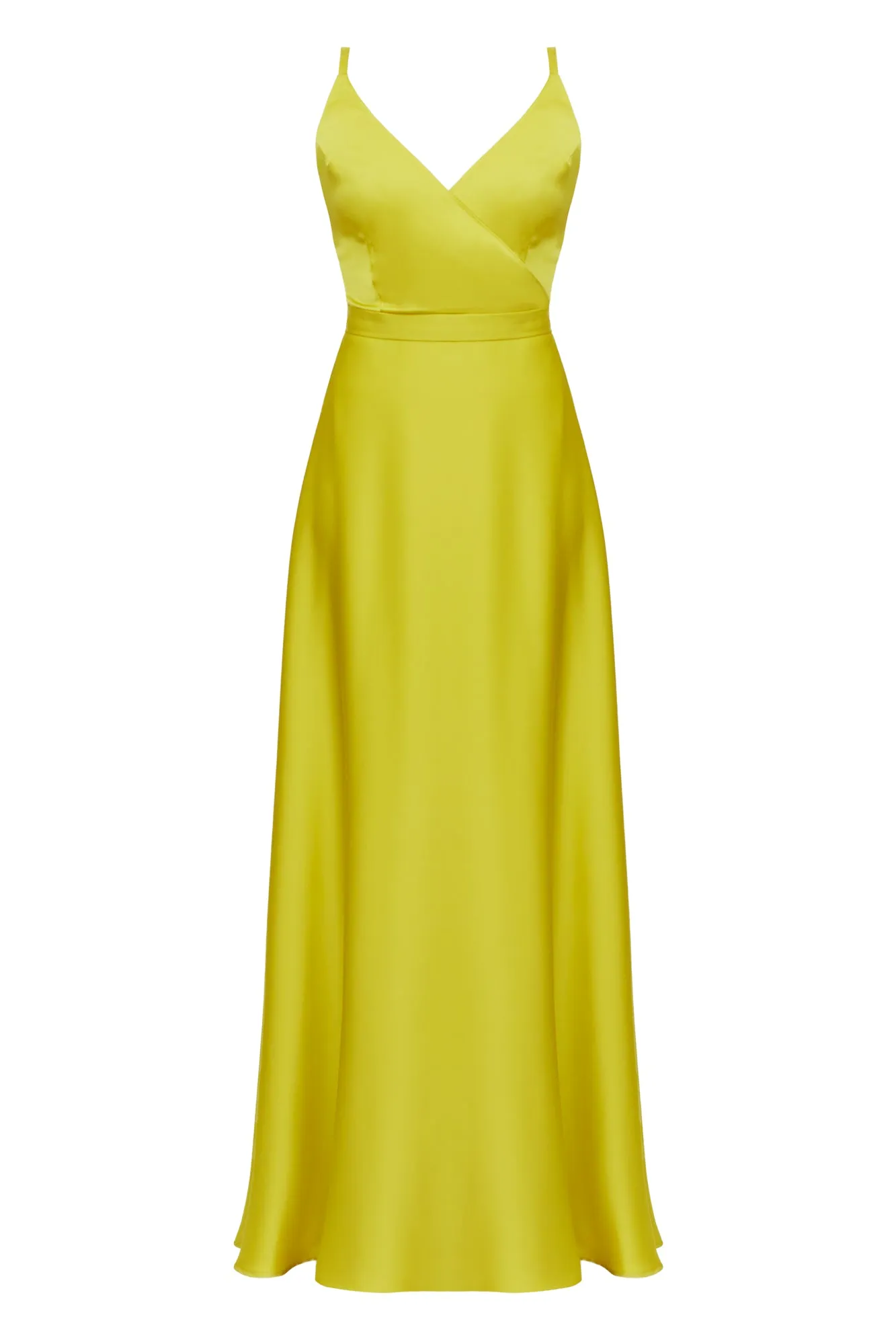 FREYA lime green satin long evening gown