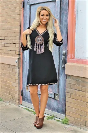 Fringe Embroidery Dress