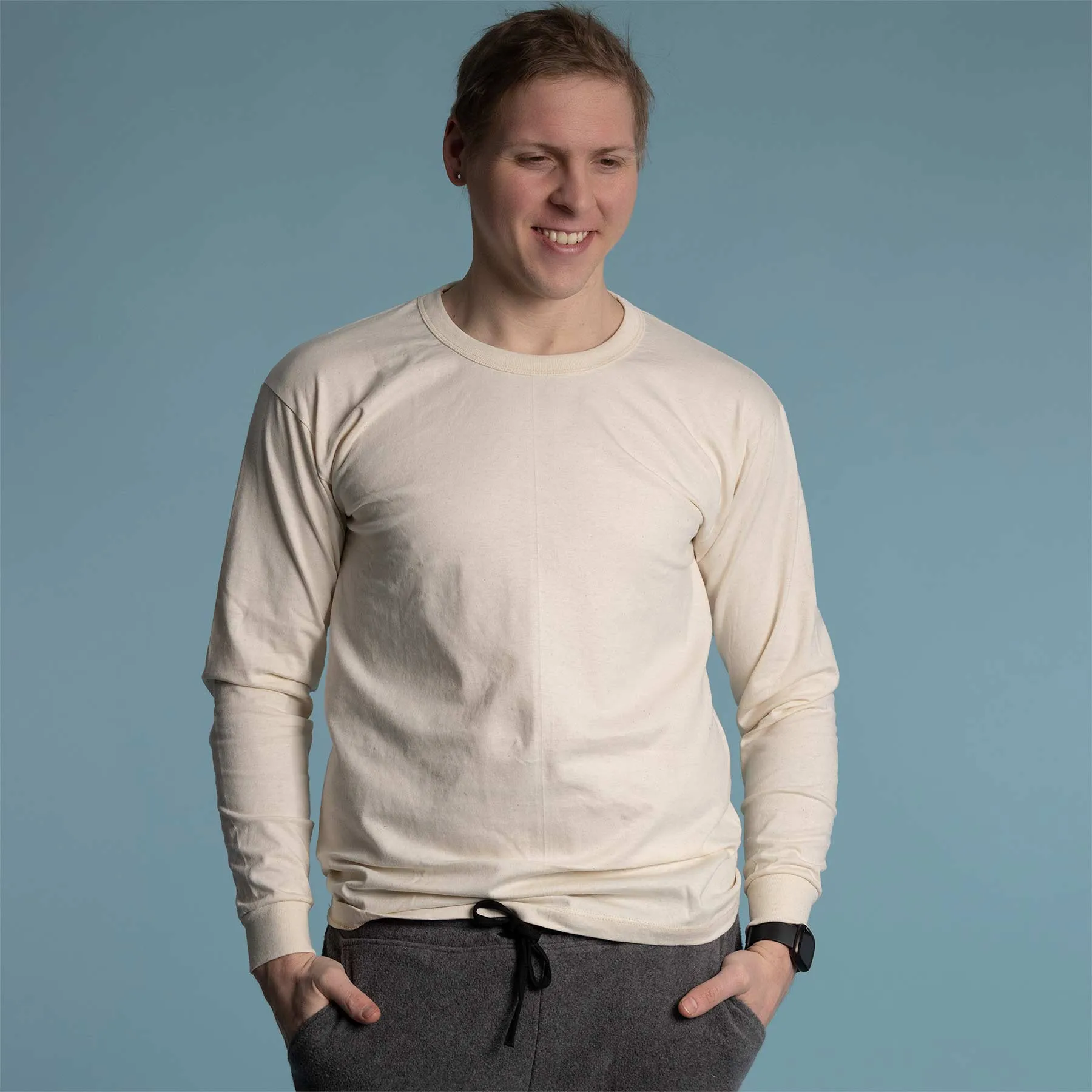 FRISCO 100% Organic Cotton Long-Sleeve T-shirt (Grown & Made in USA) (Unisex) (Elastic-free, Latex-free)