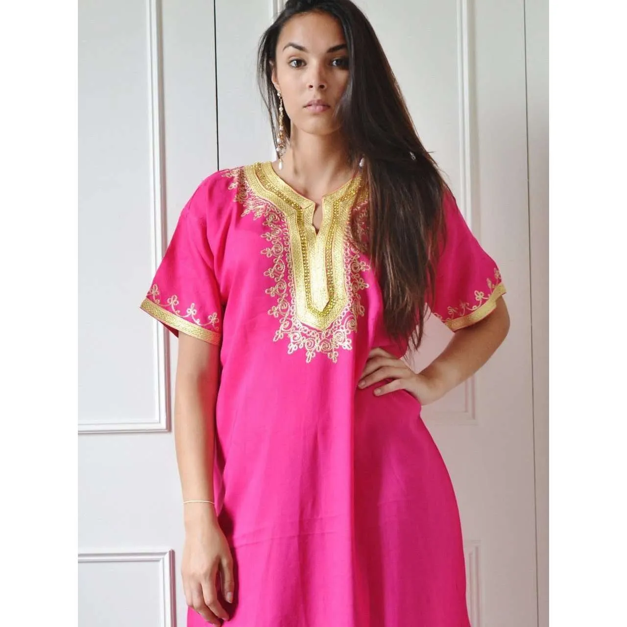 Fuschia Pink Resort Kaftan Fez Style