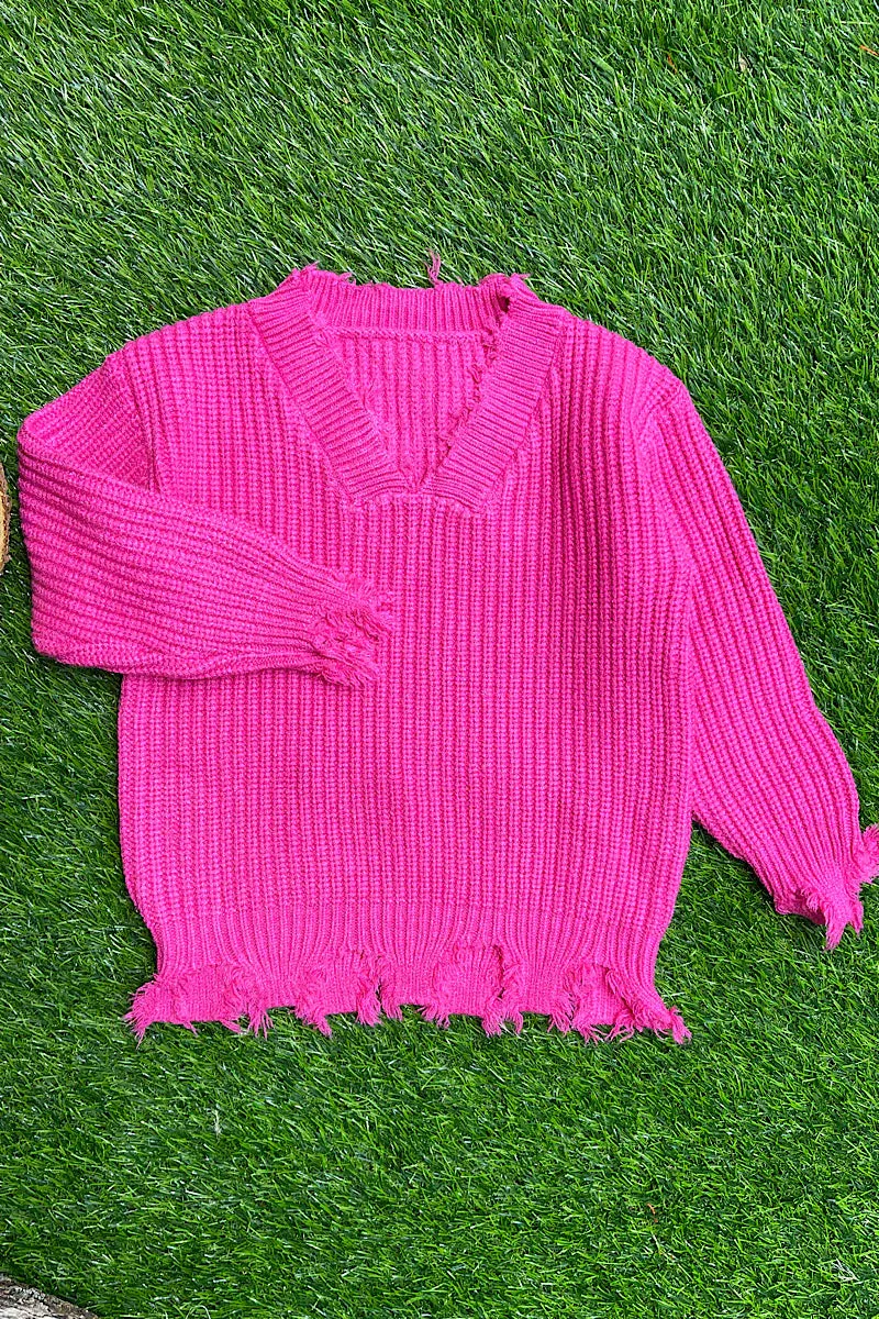 GIRL'S DISTRESSED SWEATER