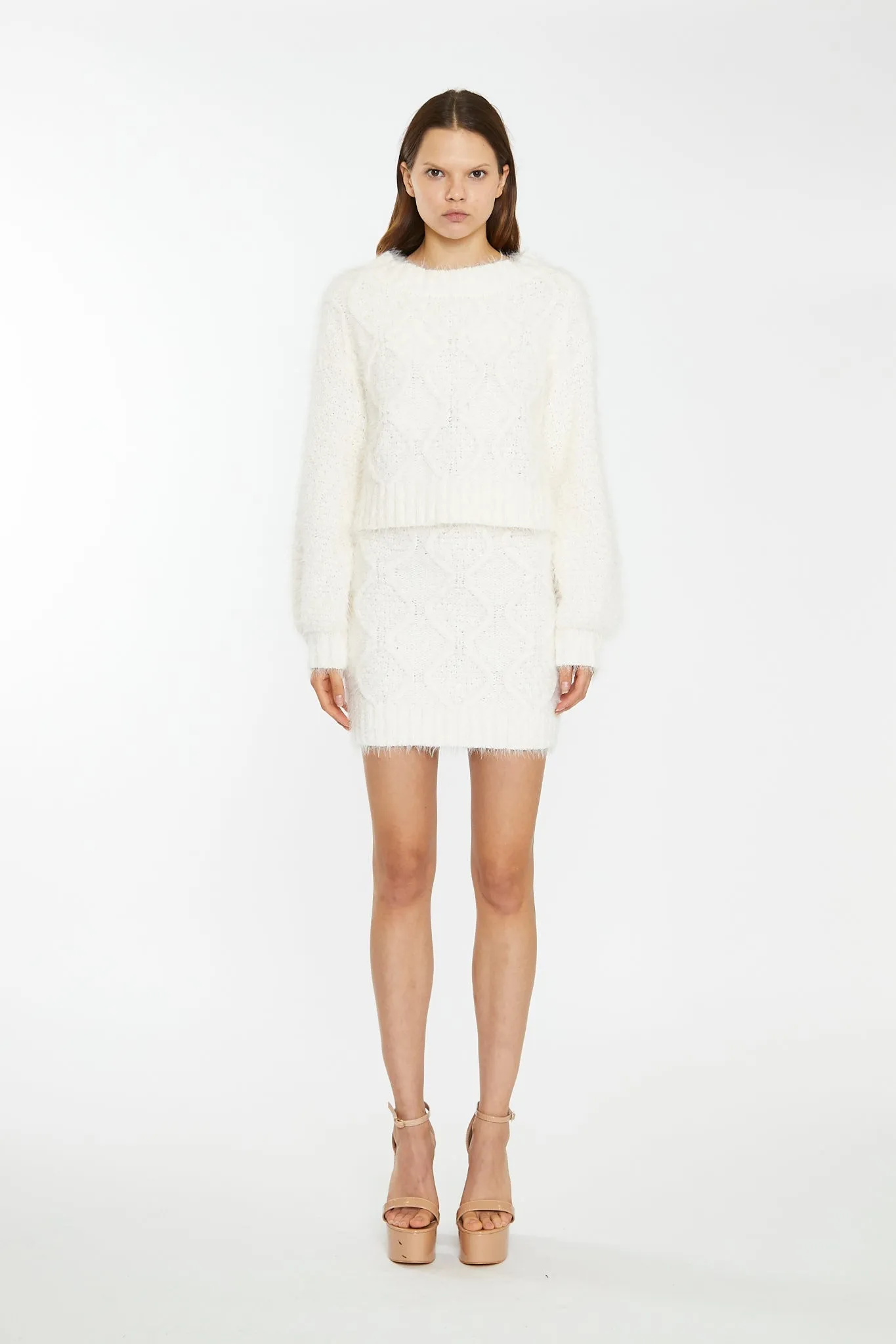 Glamorous Off White Knit Long Sleeve Jumper