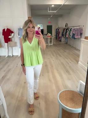 Green Pintuck Sleeveless Top