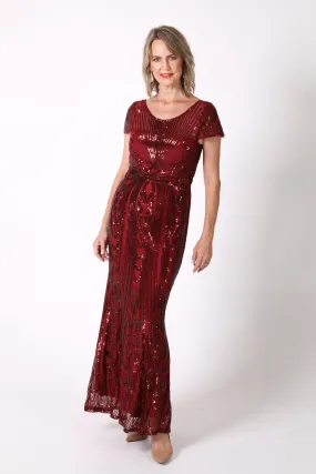 Greta Sequin Maxi Dress - Deep Red