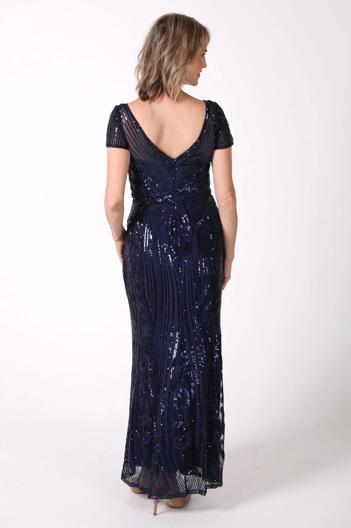 Greta Sequin Maxi Dress - Navy