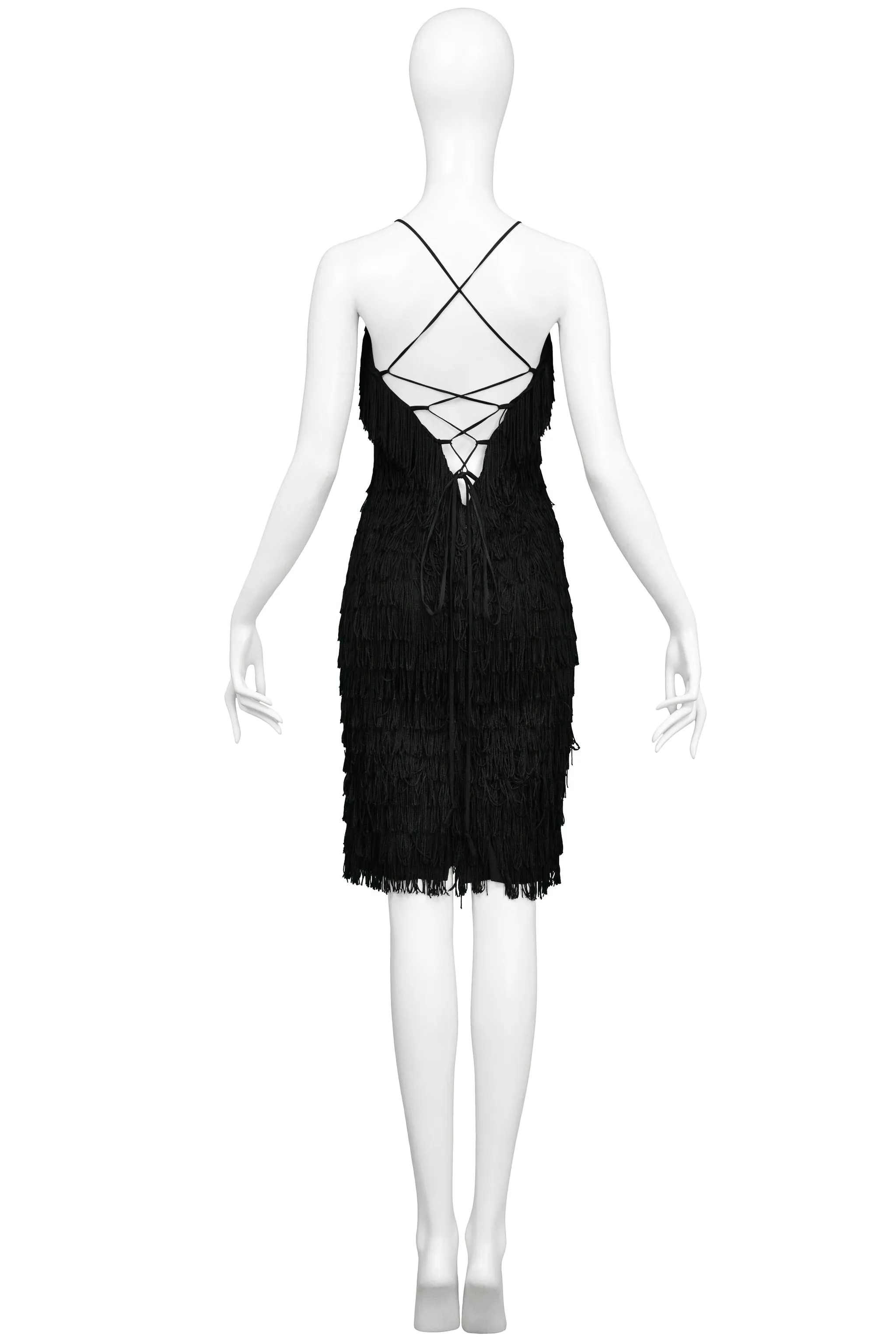 HAMNETT BLACK FRINGE COCKTAIL DRESS