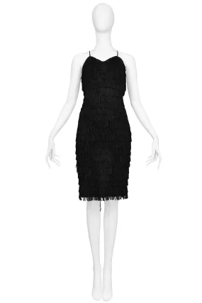 HAMNETT BLACK FRINGE COCKTAIL DRESS