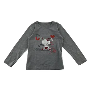 Happy House t-shirt 4-5 years light grey long sleeve sequin character