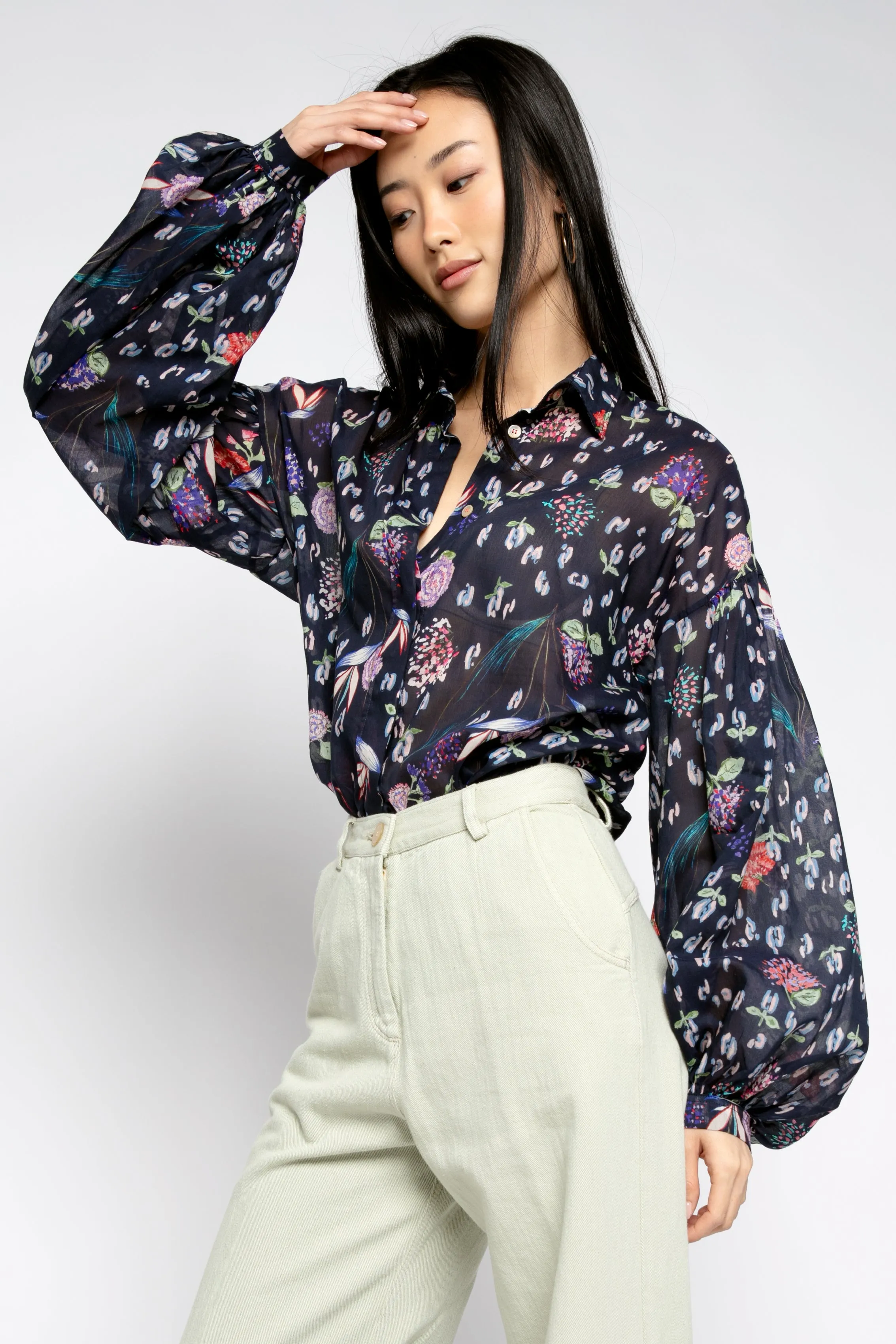 Happy Jungle Print Bohemian Shirt in Luna