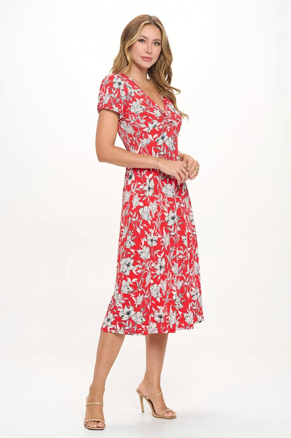 Haven Short Sleeve Printed Midi Dress