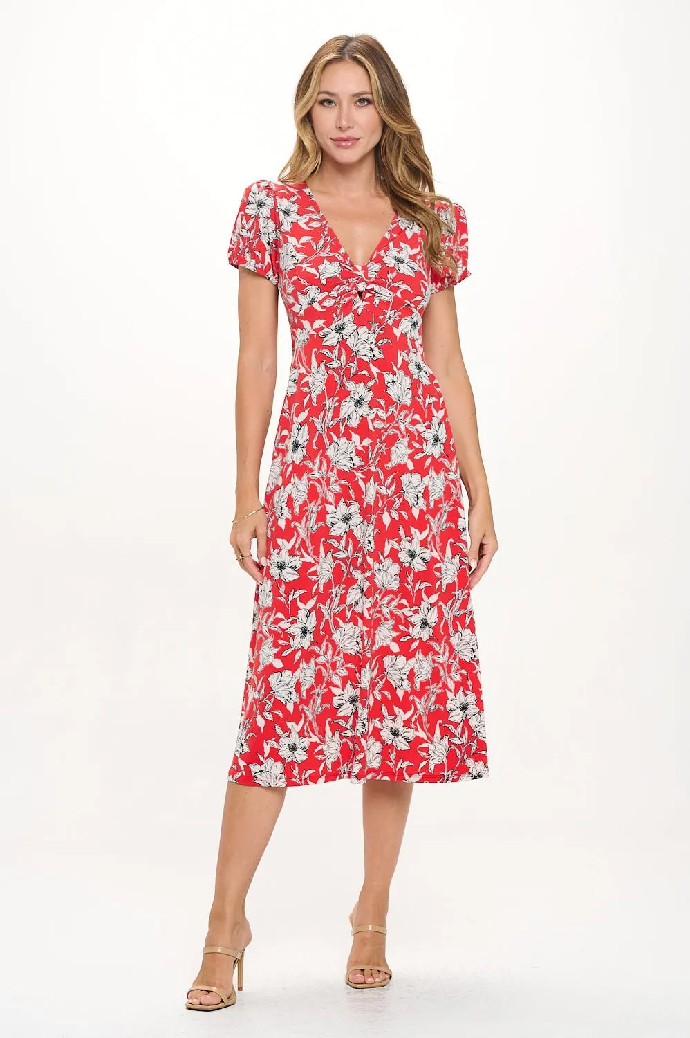 Haven Short Sleeve Printed Midi Dress