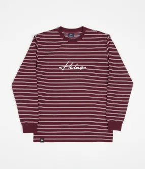 Helas Rayure Long Sleeve T-Shirt - Burgundy / White