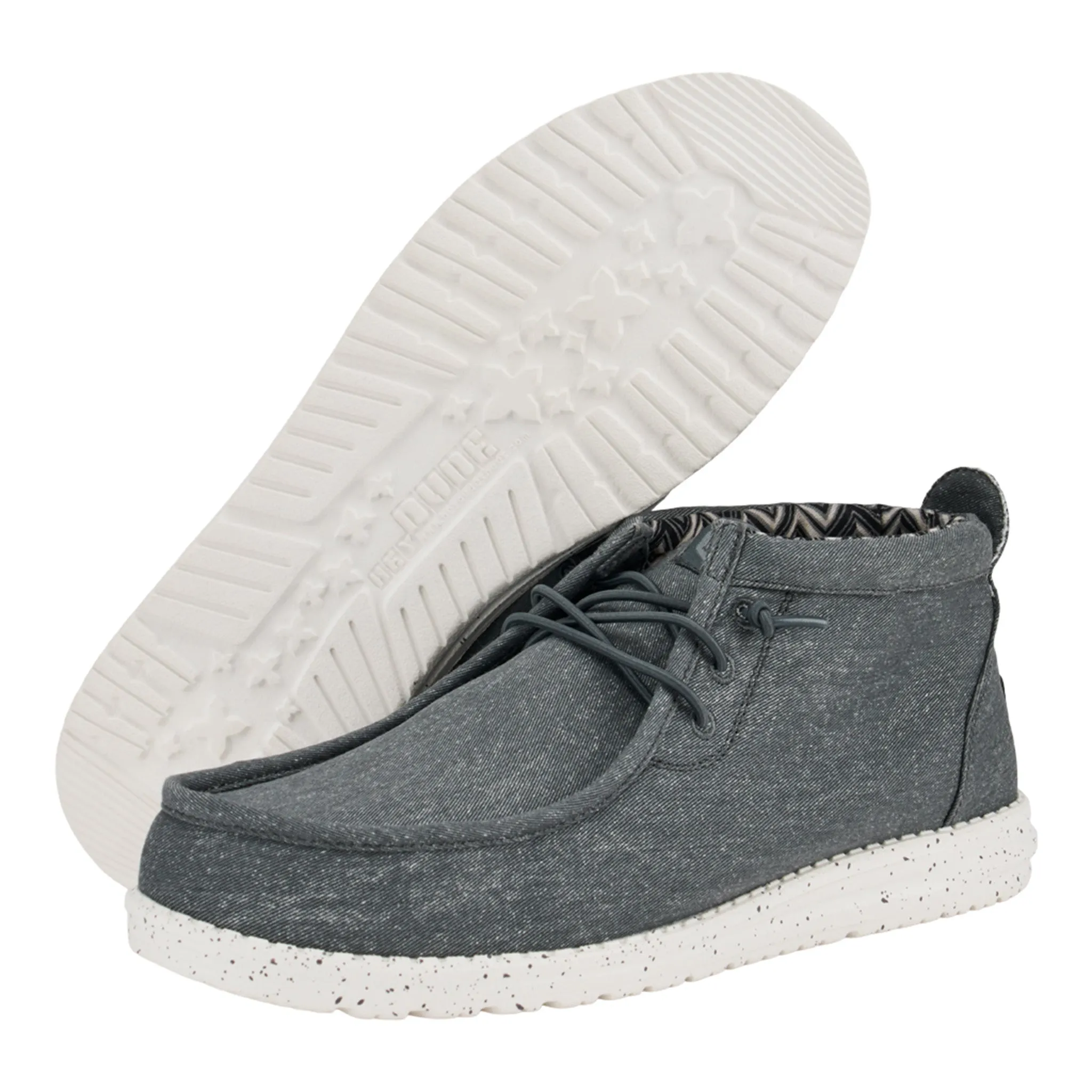 Hey Dude Wally Mid High Grey Canvas Shoe