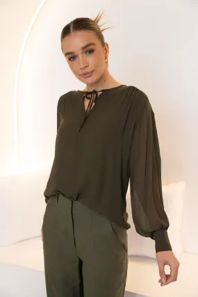 HONEST BOHO BLOUSE - Olive