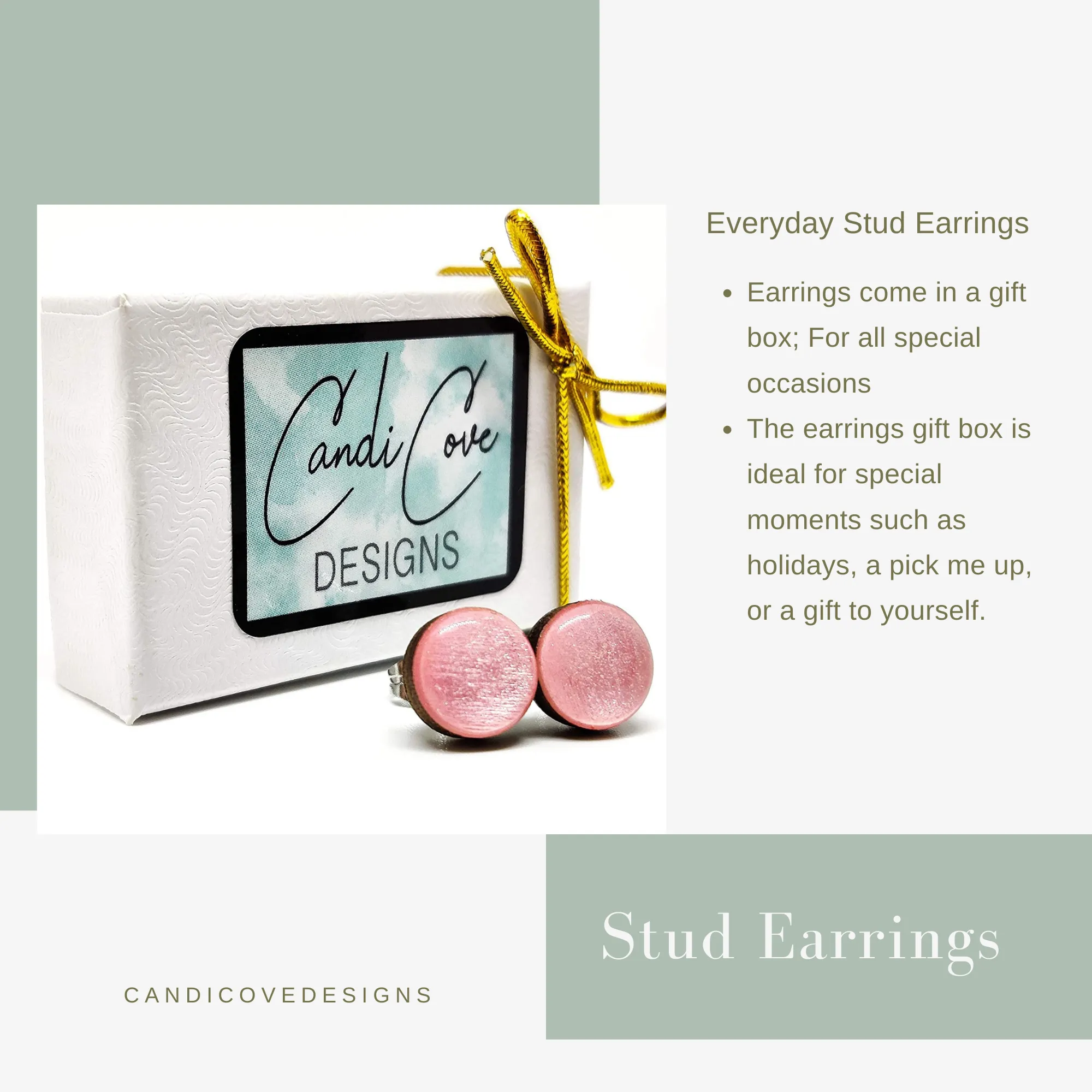 Houndstooth Stud Earrings by Candi Cove Designs