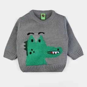 Infant Boys Acrylic Full Sleeves Sweater - GREY