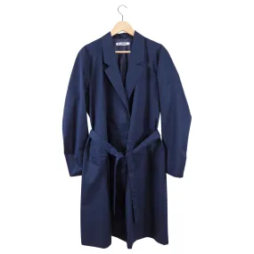 Jil Sander Navy Light Coat with Back Laminate Pleat Detail - EU38 / USA 6