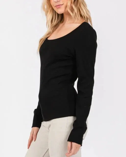 Keep it Basic Ribbed Scoop Neck Long Sleeve Top (Assorted Colors)