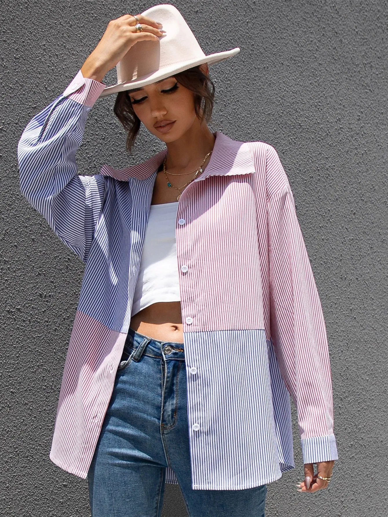 KittenAlarm - Colorblock Striped Shirt