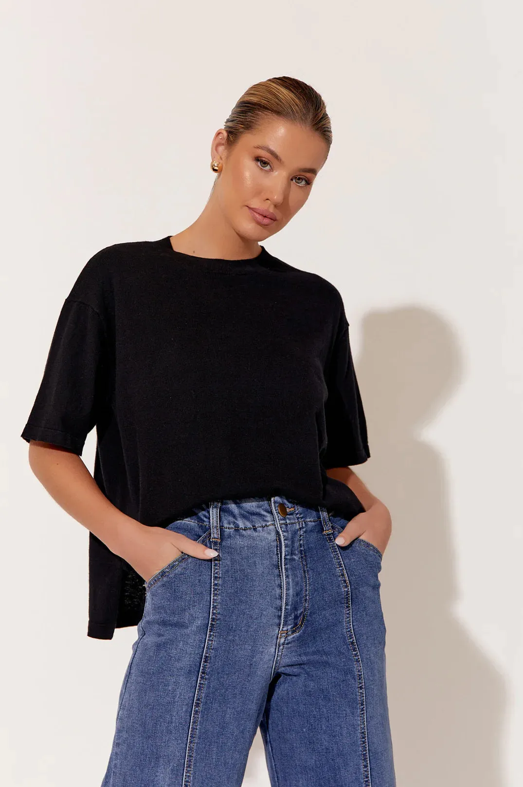 Laney Cotton Cashmere Knit Top Black