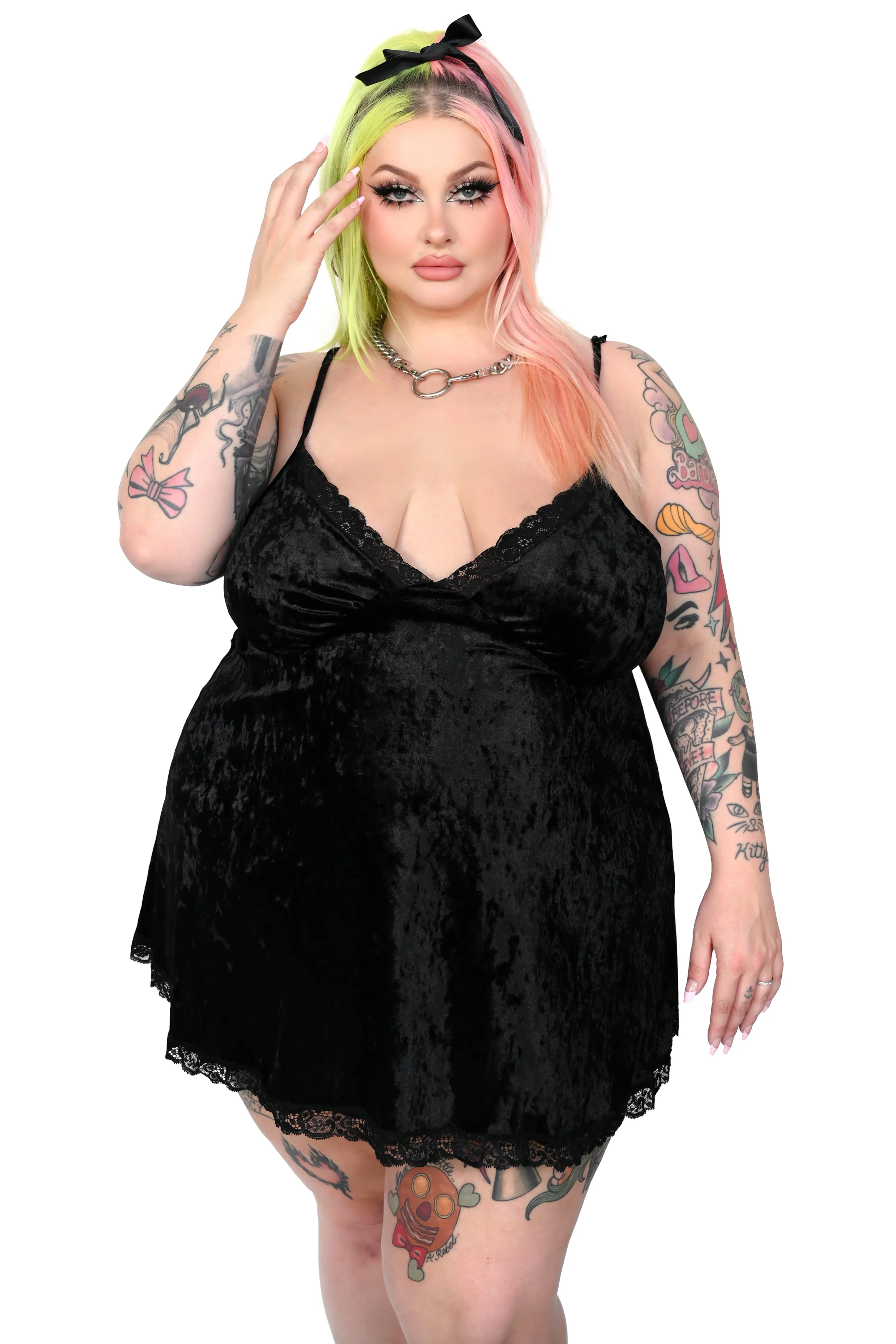 Lingerie Slip Dress - Black Velvet