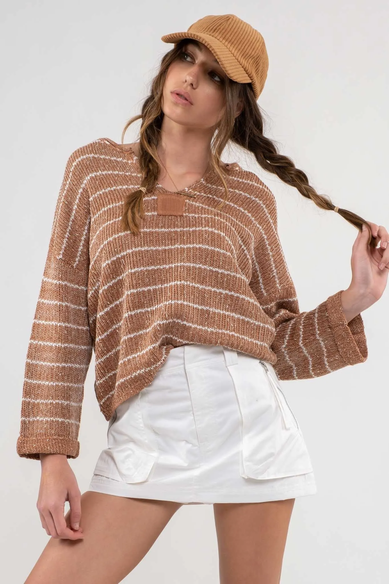 Living Free Striped Knit Top