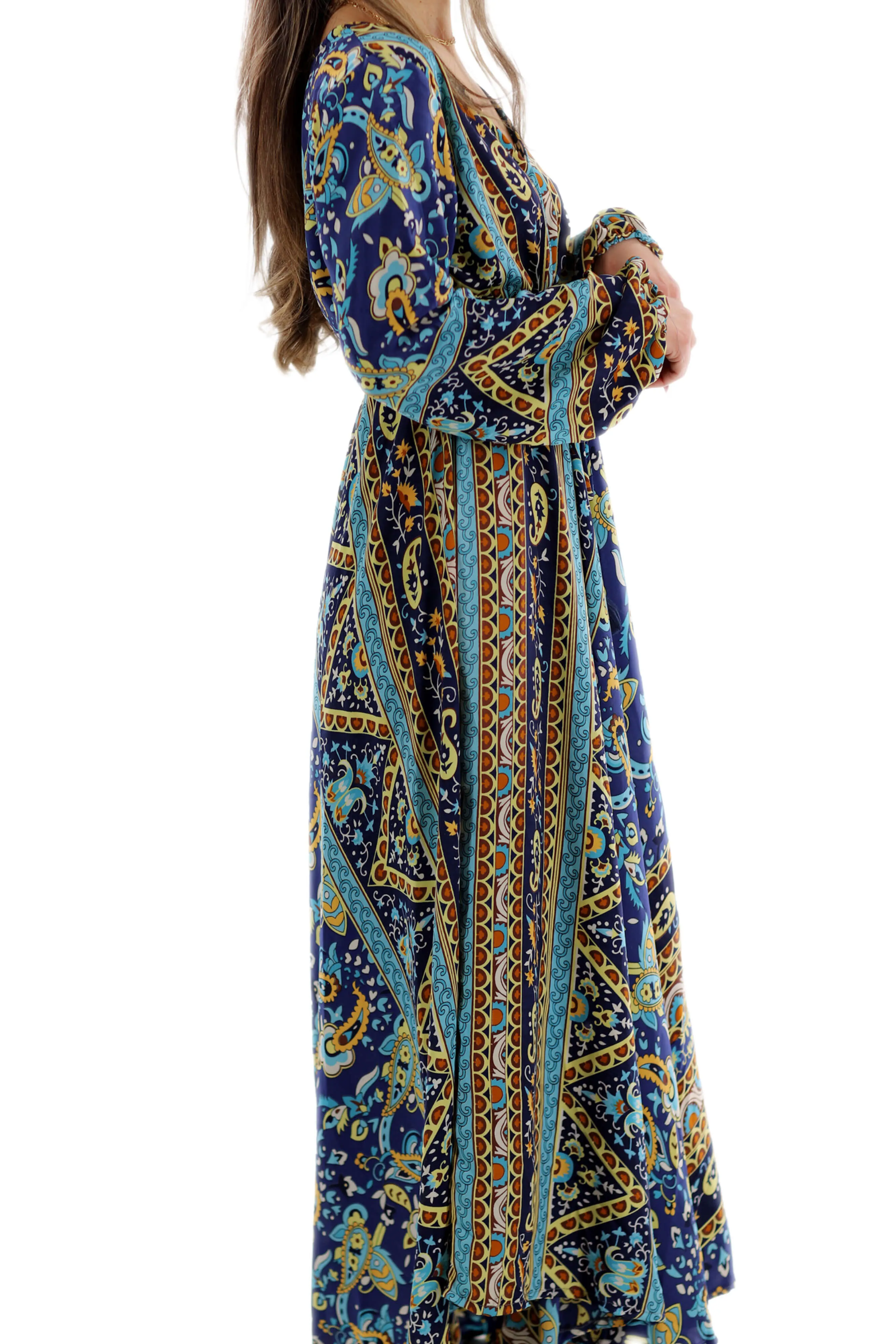 Long Flowy Floral 'Emilia' Maxi Dress - Blue (2024)