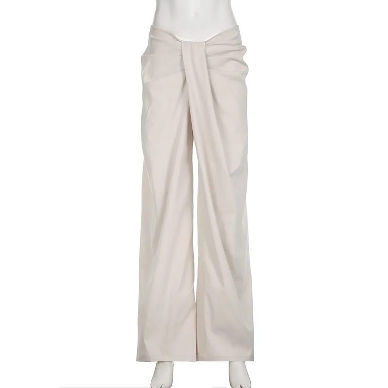 Loose Low Waist Regular Pleated Casual Pants