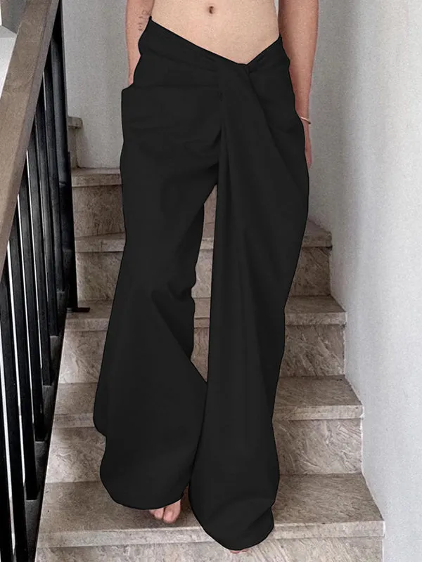 Loose Low Waist Regular Pleated Casual Pants