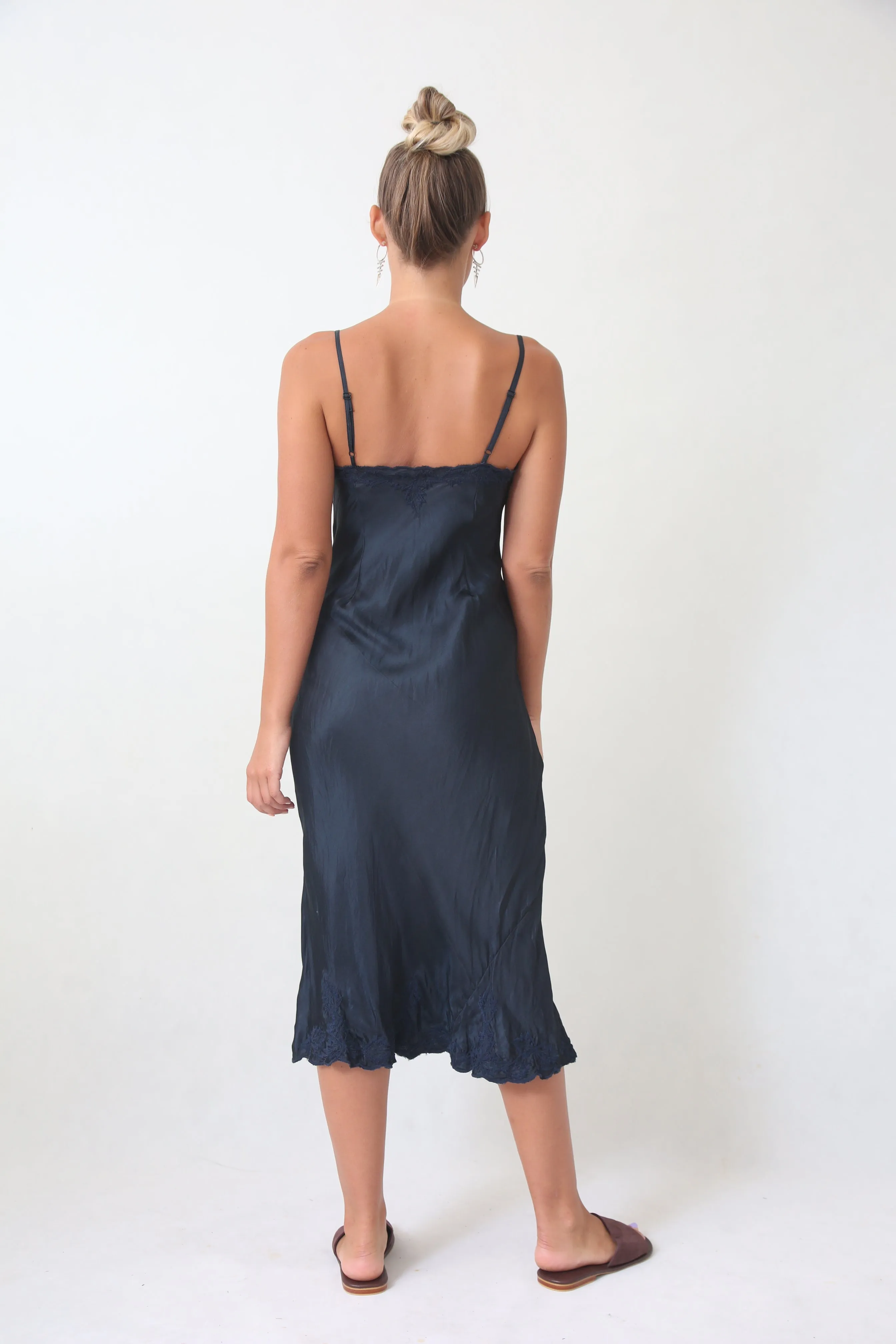 Marilyn Luxe Silk Dress - Indigo