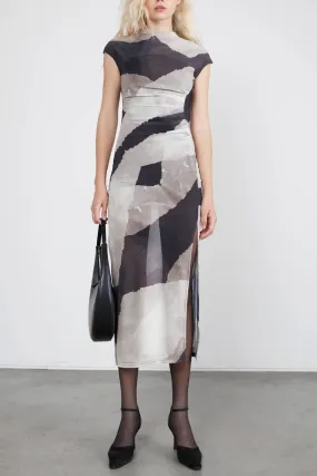 MAXI DRESS WITH ABSTRACT PRINT