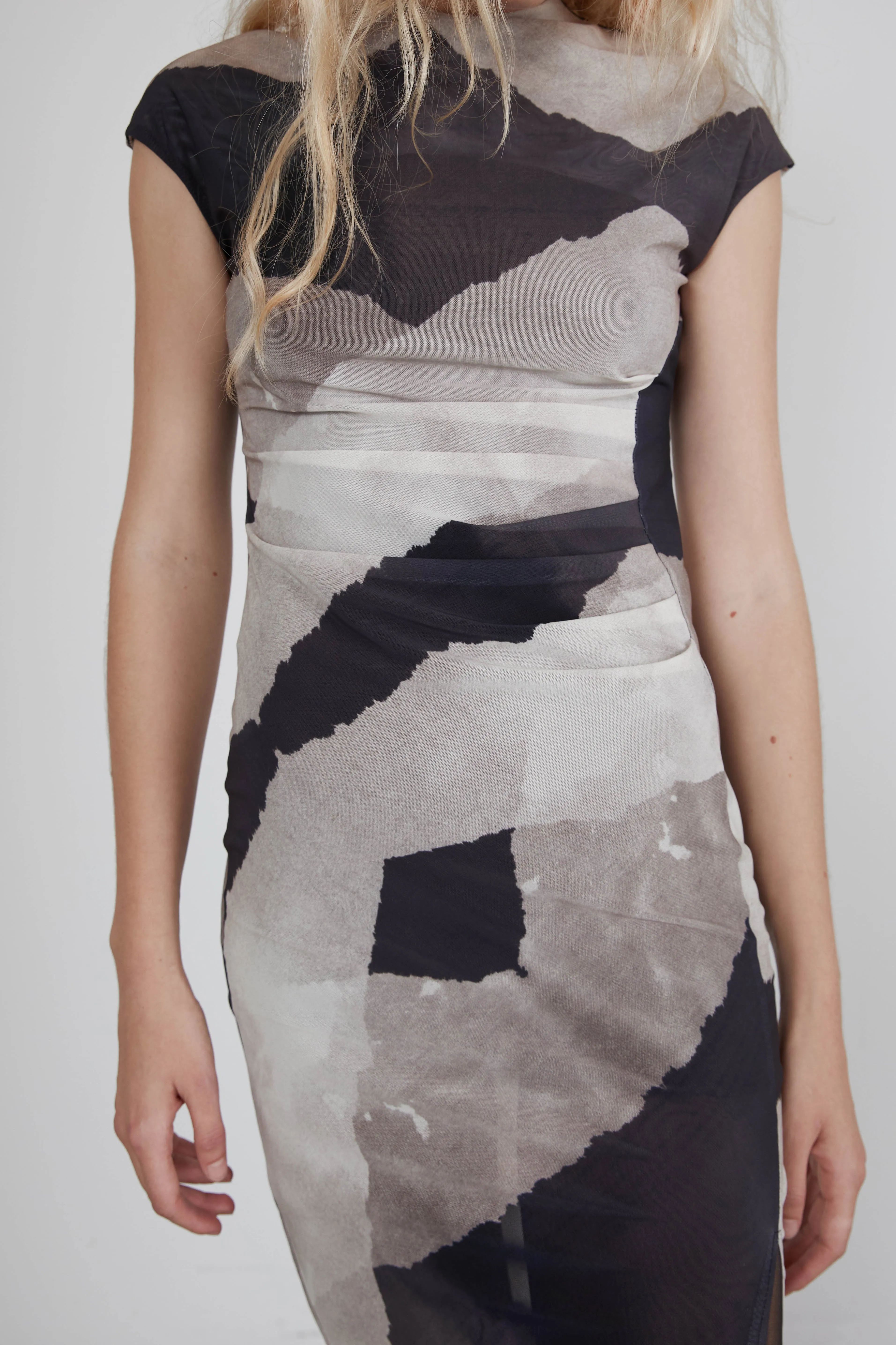 MAXI DRESS WITH ABSTRACT PRINT