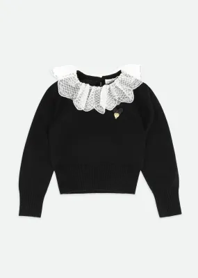 Meg Lace Collar Jumper Black