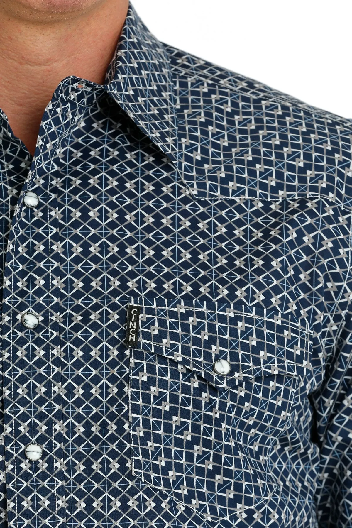 Men's Cinch Modern Fit Navy Multi Print Long Sleeve Snap Shirt