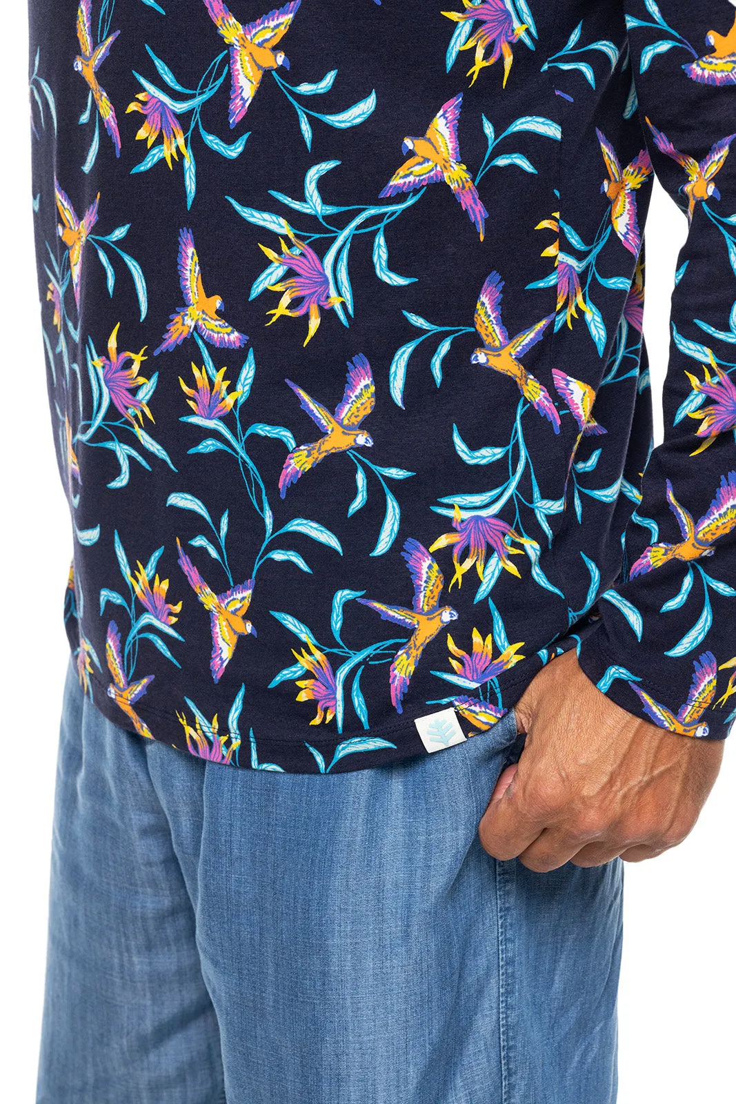 Men's Morada Everyday Long Sleeve T-Shirt  |  Navy Birds of Paradise