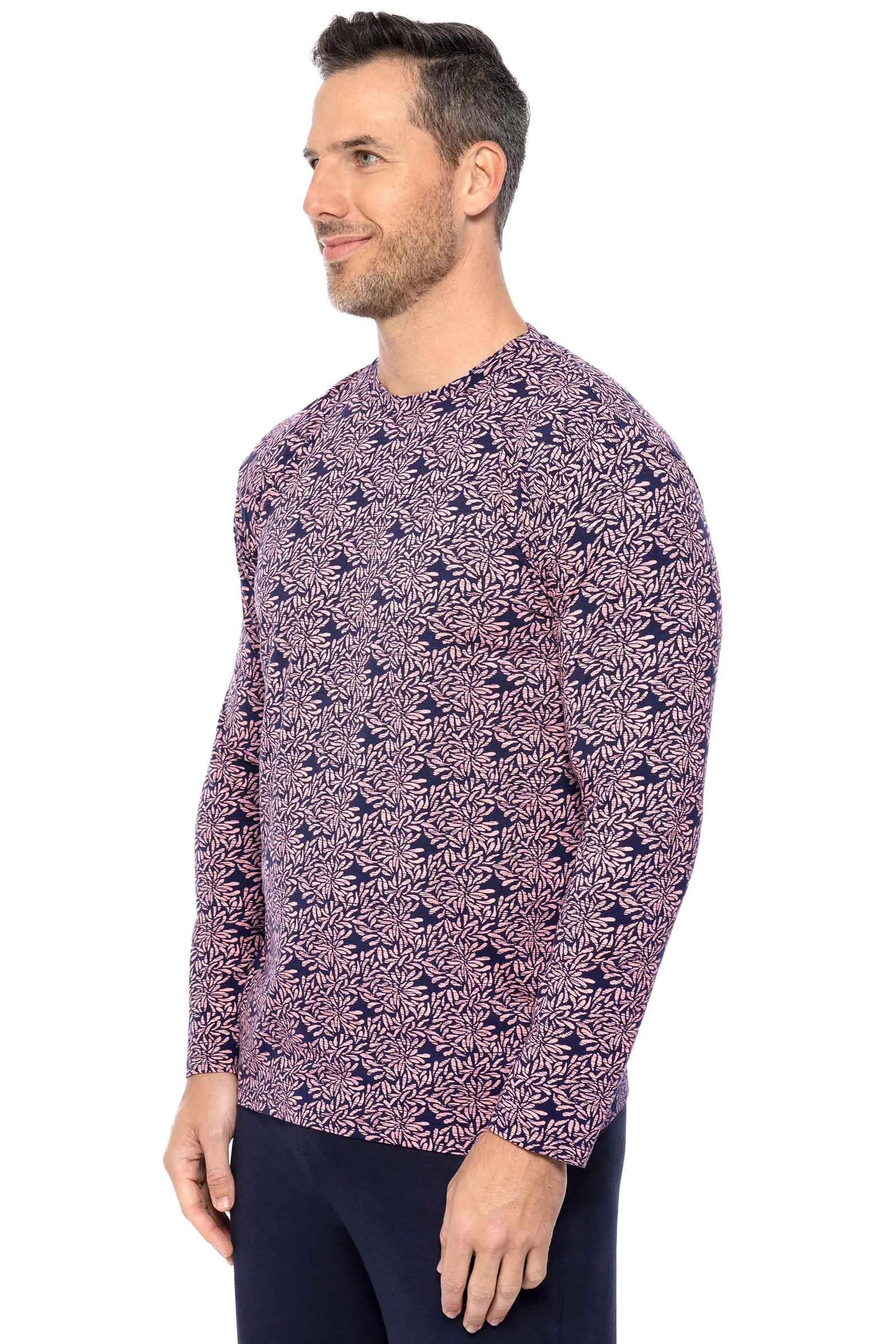 Men's Morada Everyday Long Sleeve T-Shirt  |  Peachy Pink Etched Flowers