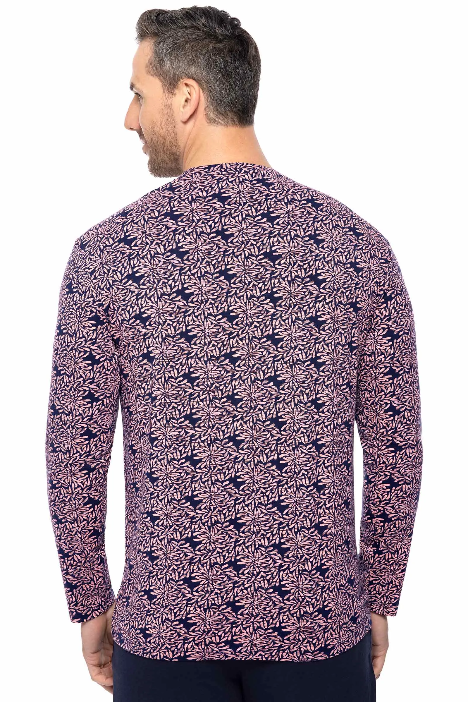 Men's Morada Everyday Long Sleeve T-Shirt  |  Peachy Pink Etched Flowers