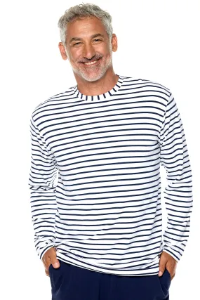 Men's Morada Everyday Long Sleeve T-Shirt | White/Navy Stripe