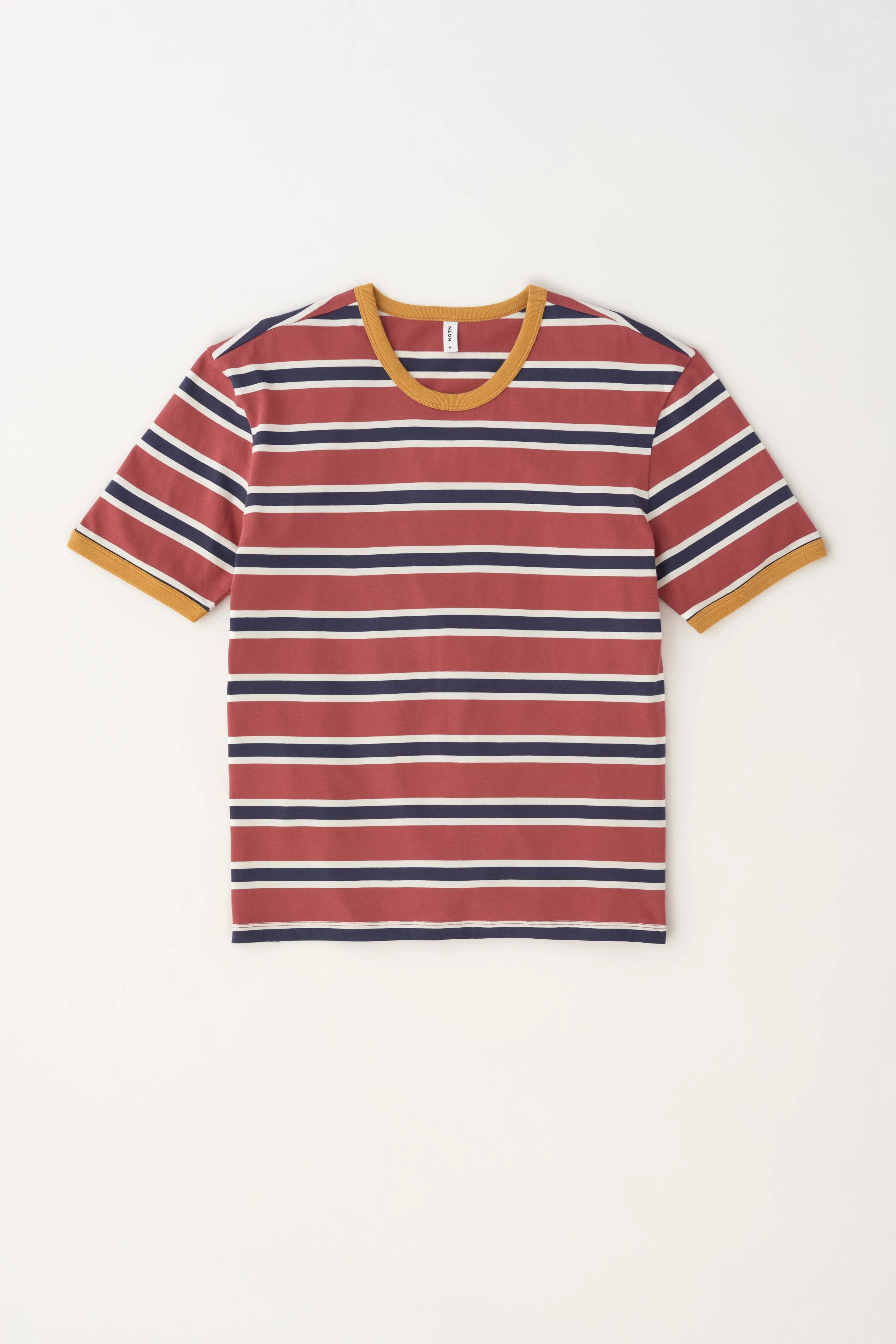 Men's Ringer T-Shirt in Rosewood/Natural/Maritime/Mustard Gold