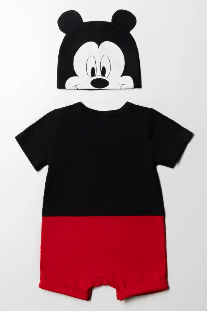 Mickey Mouse Bow Tie Romper Red & Black