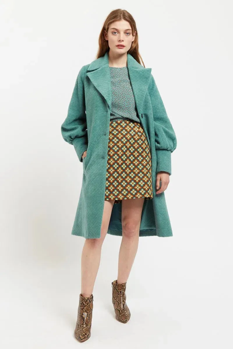 Mischa Statement Sleeve Coat Green