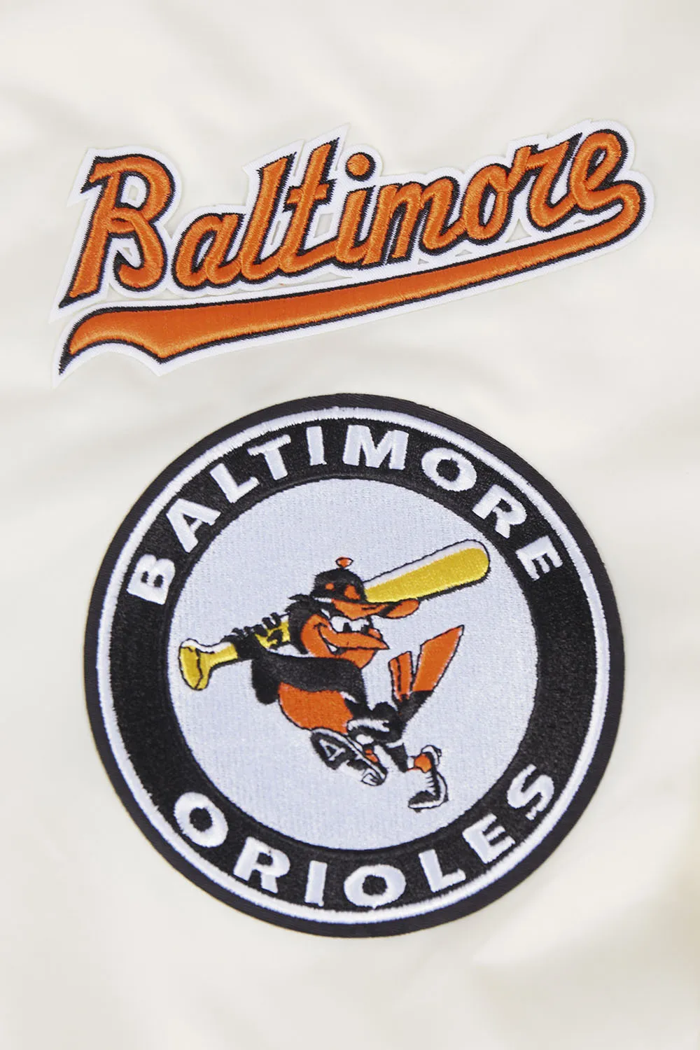 MLB BALTIMORE ORIOLES RETRO CLASSIC MEN'S RIB SATIN JACKET (EGGSHELL/ BLACK)