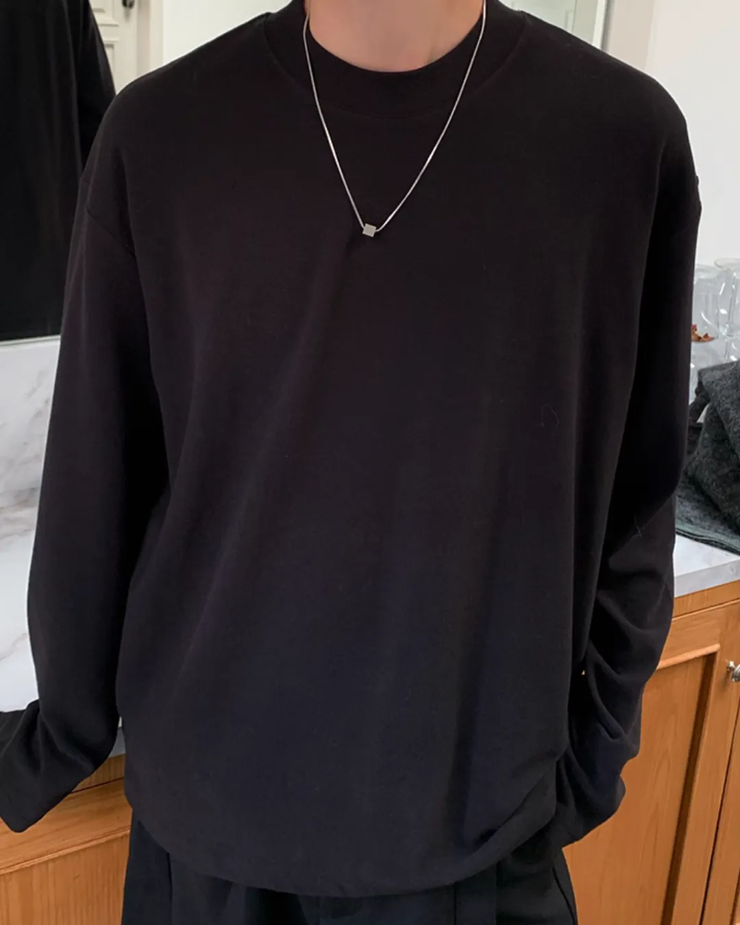 Mock Neck Long Sleeve T-Shirt OYC0091