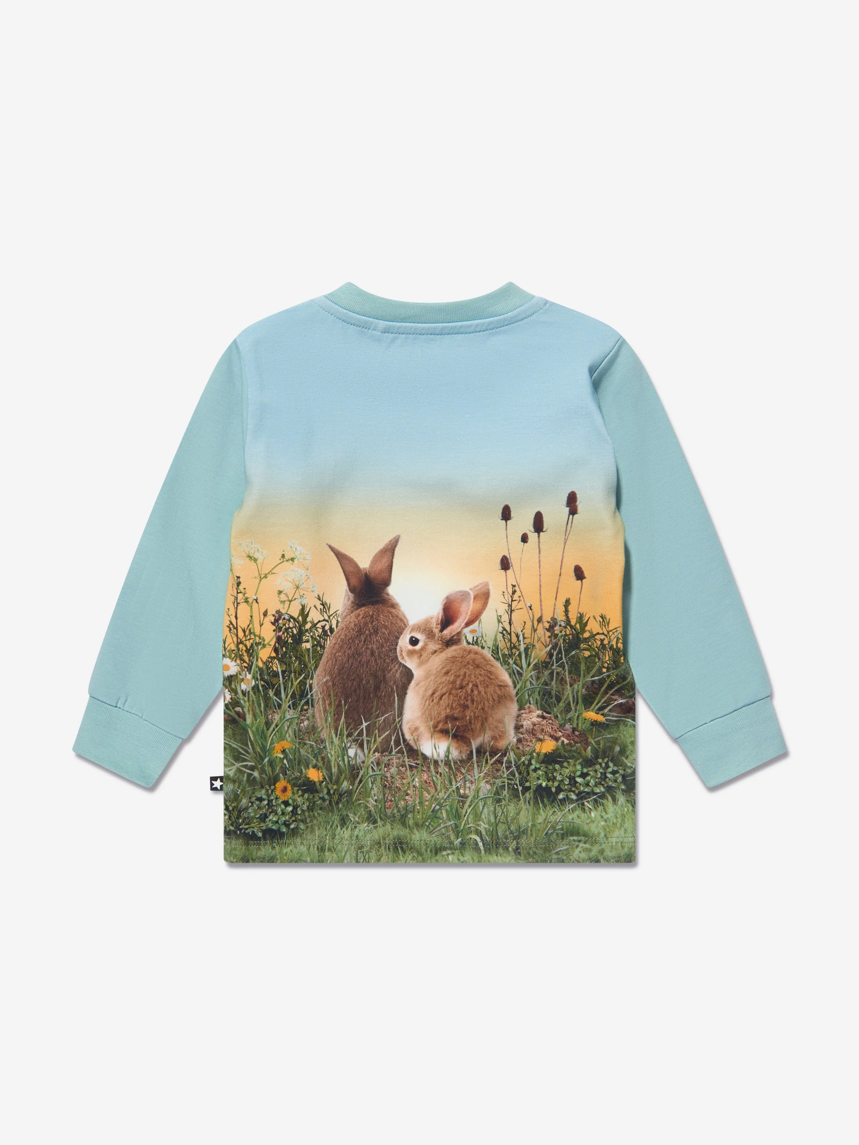 Molo Kids Rabbit Life Long Sleeve T-Shirt in Blue