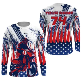 Motocross Custom Mx 3D Long Sleeve Women Men UV Protective American Flag Shirt Dirt Bike Racewear