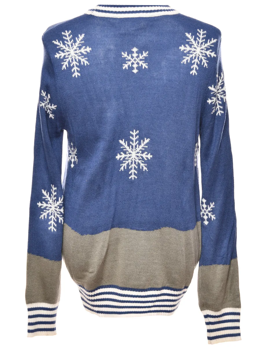 Navy Christmas Jumper - M