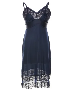 Navy Classic Lace Slip Dress  - S