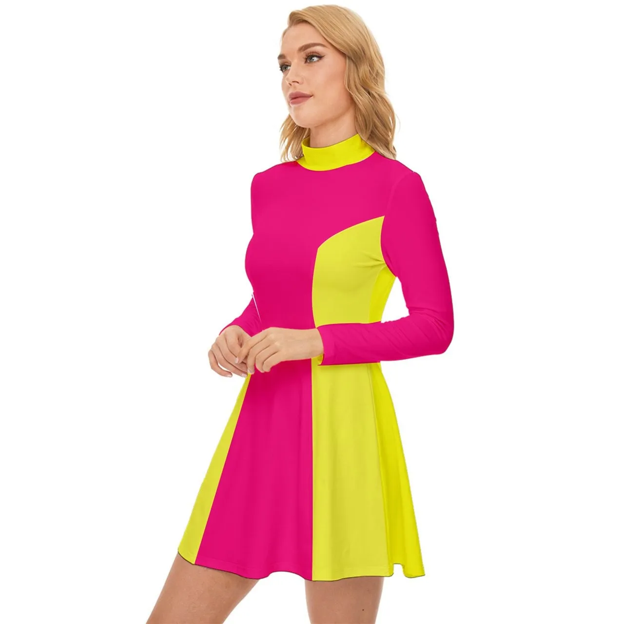 Neon Dress, Neon Pink Dress, 60s Dress Style, Mod Dress, Color Block Dress, Pink GOGO Dress, 60s style dress, 60s mini dress, Retro Dress